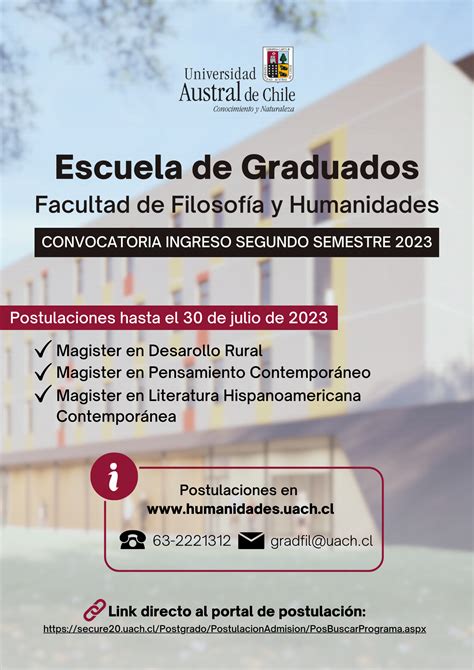 Postulaci N A Programas De Postgrado Para Segundo Semestre De