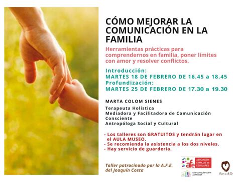 Taller Cómo mejorar la comunicación en familia Colegio Público