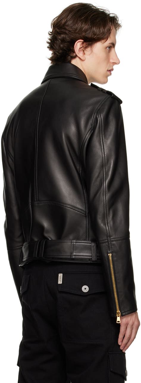 Balmain Black Double Breasted Leather Jacket Balmain