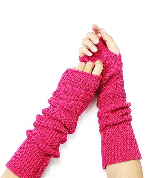 Hot Pink Cable Knit Arm Warmers Zulily Fingerless Gloves Knitted