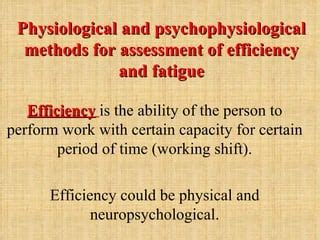 Physiological and psychophysical methods | PPT | Free Download