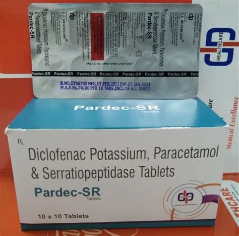 Diclofenac Potassium 50mg Paracetamol 325 Mg Serratiopeptidase 10 Mg At Rs 740 Box