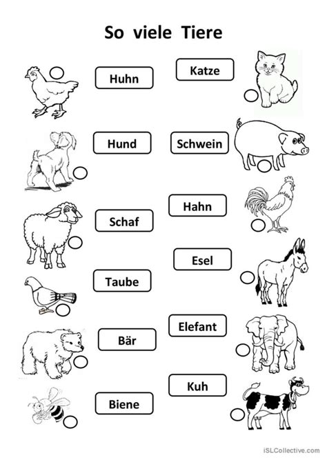 So viele Tiere allgemeine Deutsch DAF Arbeitsblätter pdf doc