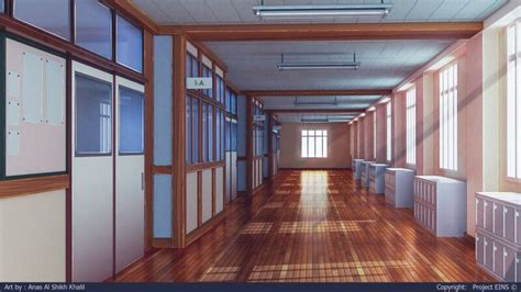 ArtStation - School Hallway, Anas Khalil | Paesaggi anime, Paesaggi, Sfondi