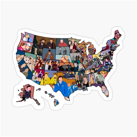 Tv Shows Set In Every State Full Map Poster For Sale By
