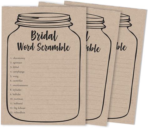 Amazon Inkdotpot Pack Wedding Word Scramble Bridal Shower Game