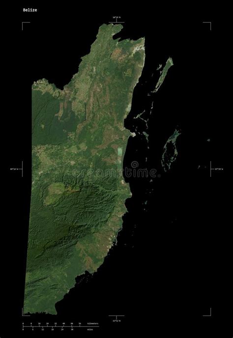 Belize Shape On Black Low Res Satellite Stock Illustration