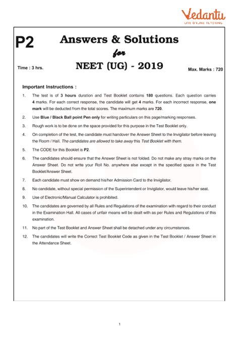 Vedantu Sample Paper Neet Samples Papers