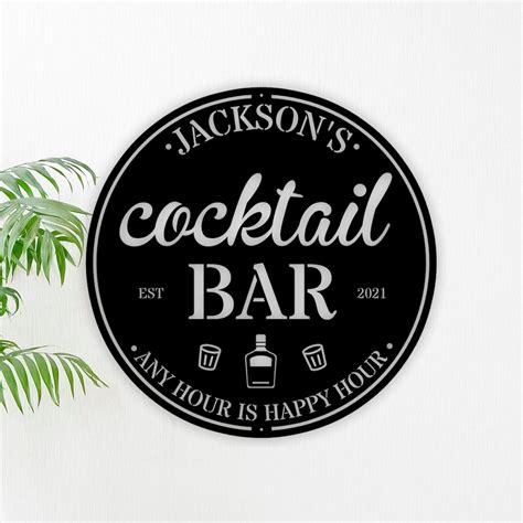 Cocktail Bar Bar Signs Personalized Bar Sign Personalized Signs Bar Decor Man Cave Metal