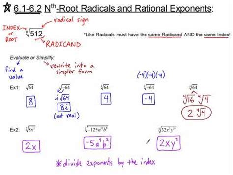 Homework 1 Nth Roots Simplifying Radicals Nth Roots Equations Solving