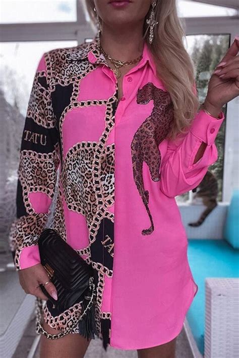 Womens Pink Leopard Blouse Just Pink About It In 2021 Pink Long