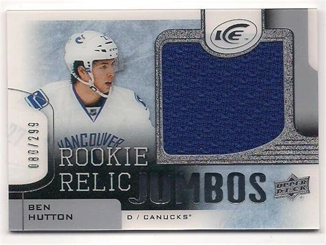 Ben Hutton Upper Deck Ice Rookie Relic Jumbos Game Jersey Ebay