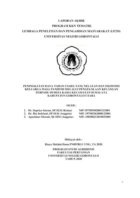 PDF LAPORAN AKHIR PROGRAM KKN TEMATIK LEMBAGA 2 HALAMAN