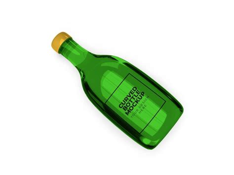 Premium Psd Curved Green Glass Bottle Mockup