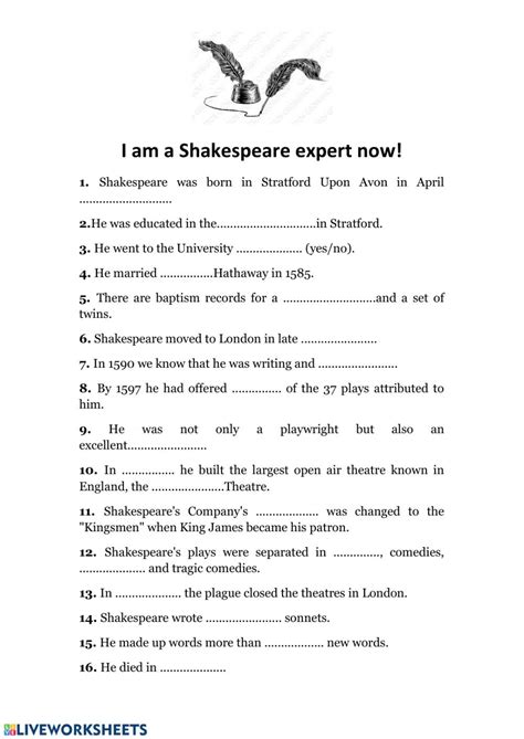 The Language Of Shakespeare Worksheet Answer Key Language Worksheets