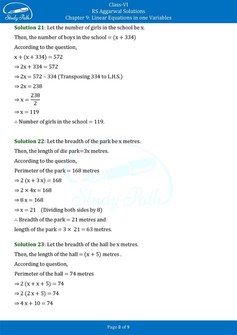 RS Aggarwal Class 6 Solutions Exercise 9C Chapter 9 Linear Equations In