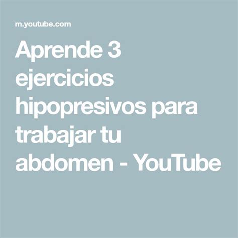 Aprende 3 Ejercicios Hipopresivos Para Trabajar Tu Abdomen YouTube