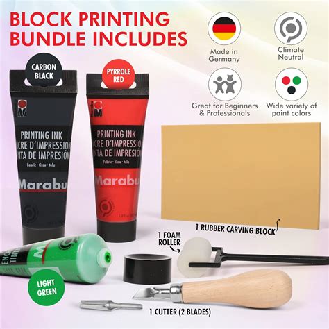 Buy Marabu Block Printing Kit Linocut Kit With 3 X 100ml Block