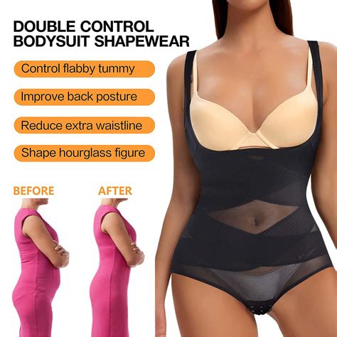 Comfree Women S Waist Trainer Bodysuit Full Body Shaper Tummy Control Faja Compression Slim