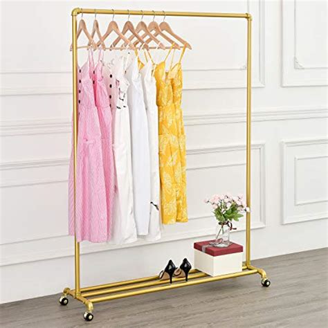 Bosuru Industrial Pipe Rolling Clothing Rack Garment Rack With Wheels