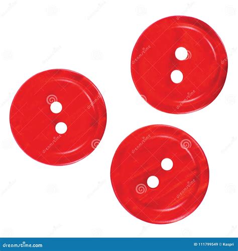 Three Red Buttons Group Macro Closeup Isolated Large Detailed Studio