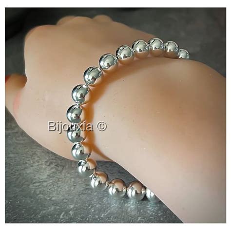 Bracelet Maille Boule Cm X Mm En Argent Massif