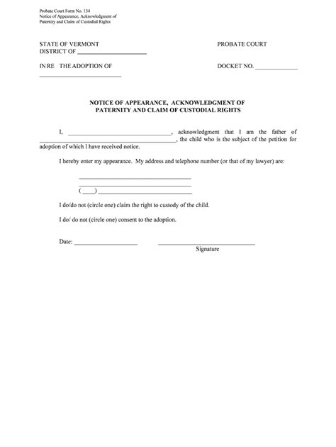 Notice Of Appearance Acknowledgment Of Form Fill Out And Sign Printable Pdf Template