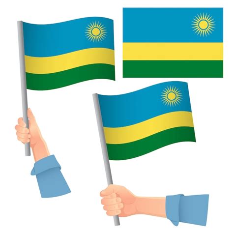 Bandera De Ruanda En Mano Vector Premium