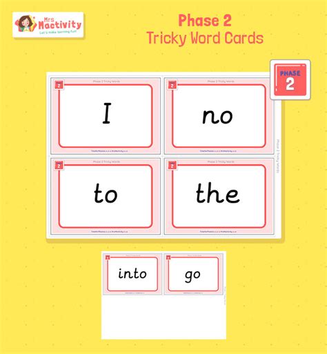 Phase Tricky Word Cards Phase Phonics Resources