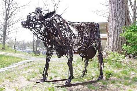 Art World Metal Cow Sculpture