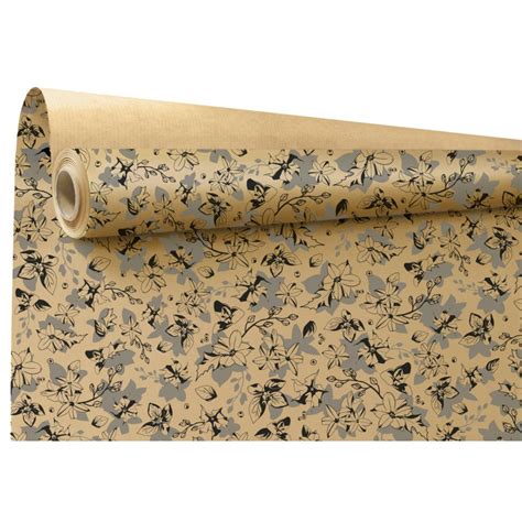 Rouleau Kraft Brun Jasmine Naturel Gris Grd Floral