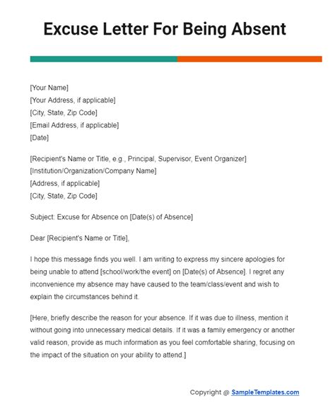 FREE 16 Formal Excuse Letter Templates Samples In MS Word Google