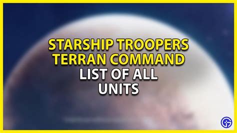 Starship Troopers List Of All Units In Terran Command Starship