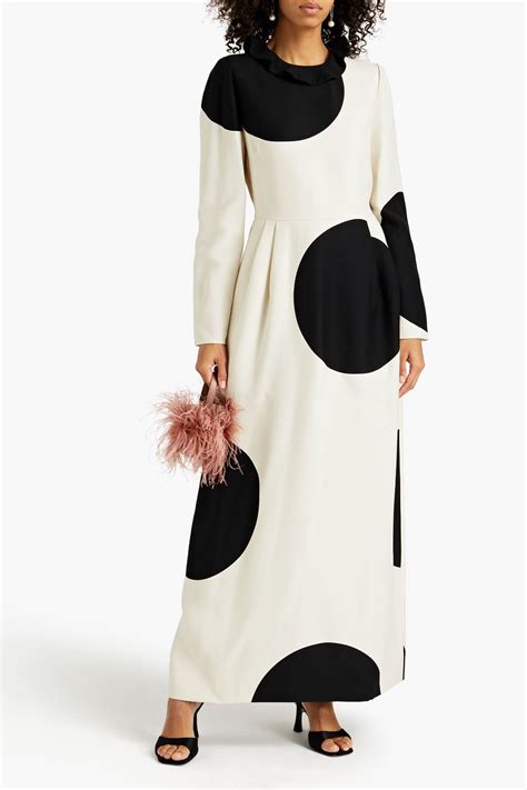 VALENTINO GARAVANI Polka Dot Wool And Silk Blend Crepe Maxi Dress THE