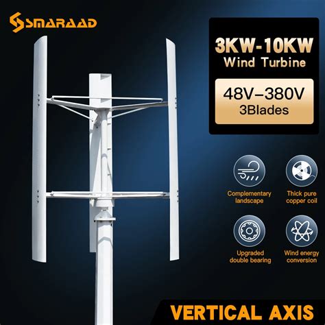 Ce Certified Noise Free 3kw 10kw Vertical Wind Turbine Three Phase 380v Grid Connected System