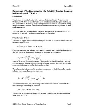 Fillable Online Chem Sc Experiment The Determination Of A Solubility