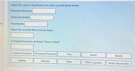 Solved Select The Correct Classification For Each Accoun