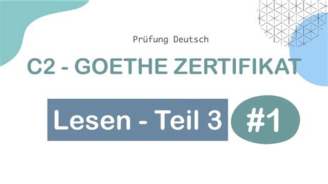 C Lesen Teil Goethe Zertifikat Modelltest Mit L Sung Und