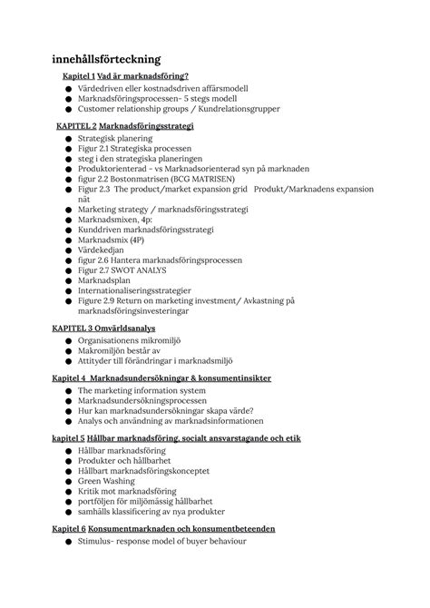 Marknadsföring anteckningar innehållsförteckning Kapitel 1 Vad är