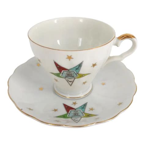 Vintage Masonic Order Of The Eastern Star Oes Bone China Teacup Saucer