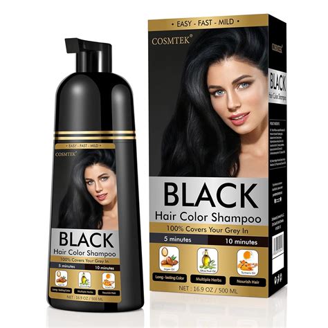 Cosmtek Black Hair Dye Shampoo Permanent For Menandwomenhair Color Shampoo For Gray