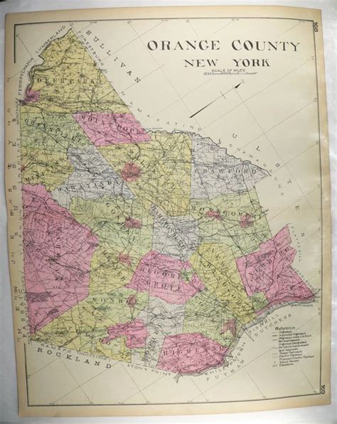 Large Map 1912 Orange County Ny Map Vintage Map New York Etsy Ny