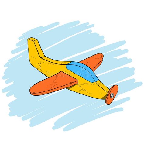 Hand Drawing Toy Vintage Airplane Stock Vector - Illustration of ...