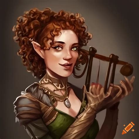 Half Elf Bard With A Lyre And Mischievous Smile On Craiyon