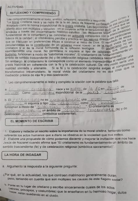 1 Elabora Y Redacta Un Escrito Sobre La Importancia De La Moral