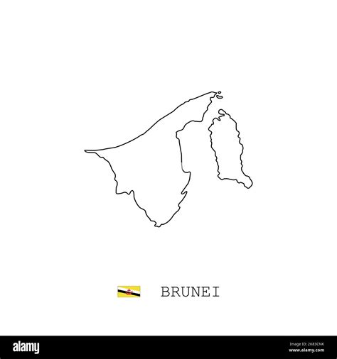 Contorno L Nea Lineal Del Mapa Vectorial De Brunei Mapa Negro De