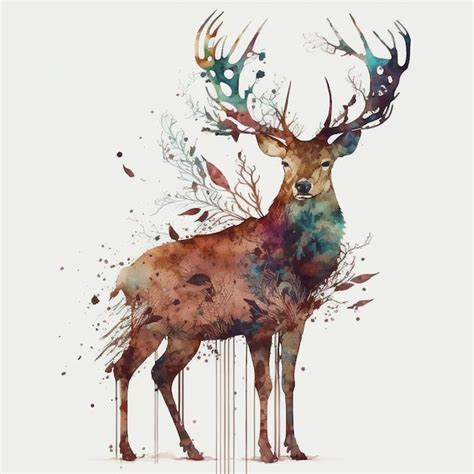 Premium Photo Watercolor Deer Stag Art Creative Illustration