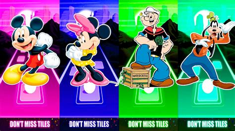 Mickey Mouse Vs Minnie Mouse Vs Sailor Popeye Vs Googy Tiles Hop Edm