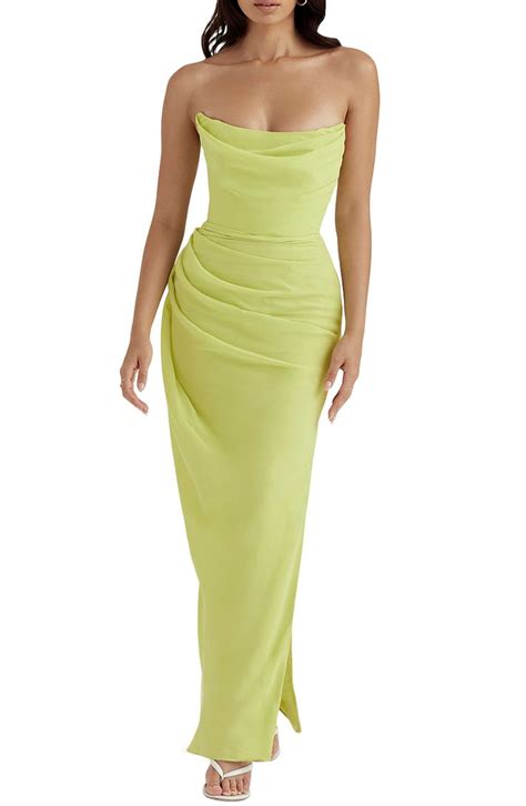 House Of Cb Adrienne Satin Strapless Gown Shopstyle Evening Dresses