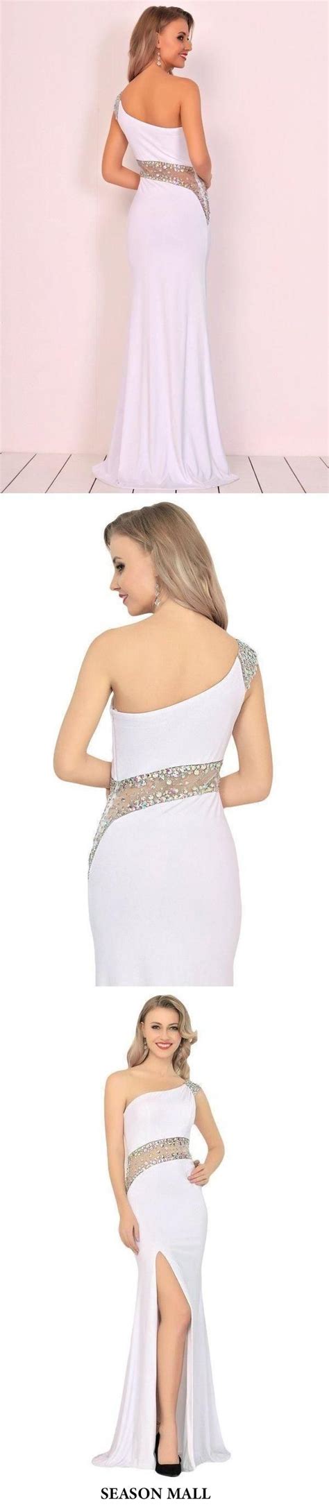 Spandex One Shoulder Mermaid Sweep Train Prom Dresses Sweep Train